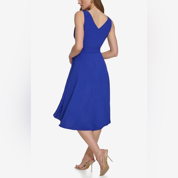 NWT DKNY cobalt blue front wrap v neck dress - size 12 - Picture 3 of 11